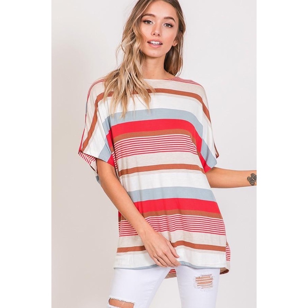 *LAST ONE* small Striped T-Line Back Detail Top